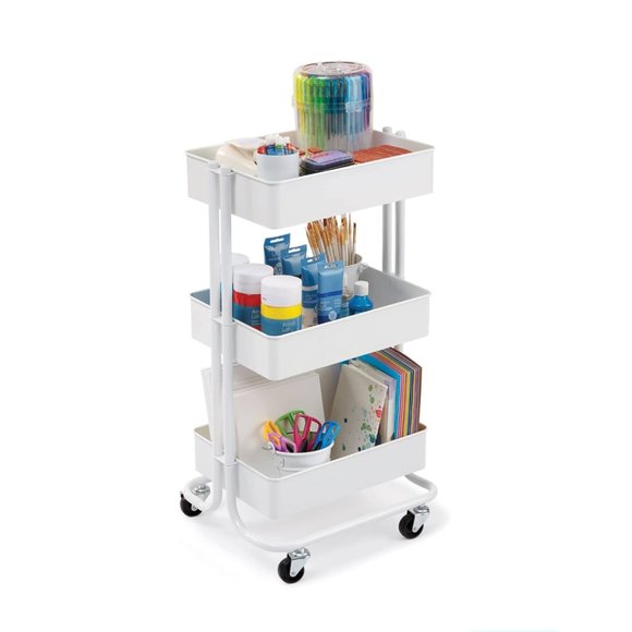 SUPERKKY 3 Drawer Rolling Cart by Recollections, Lexington Collection (White) - Picture 6 of 7
